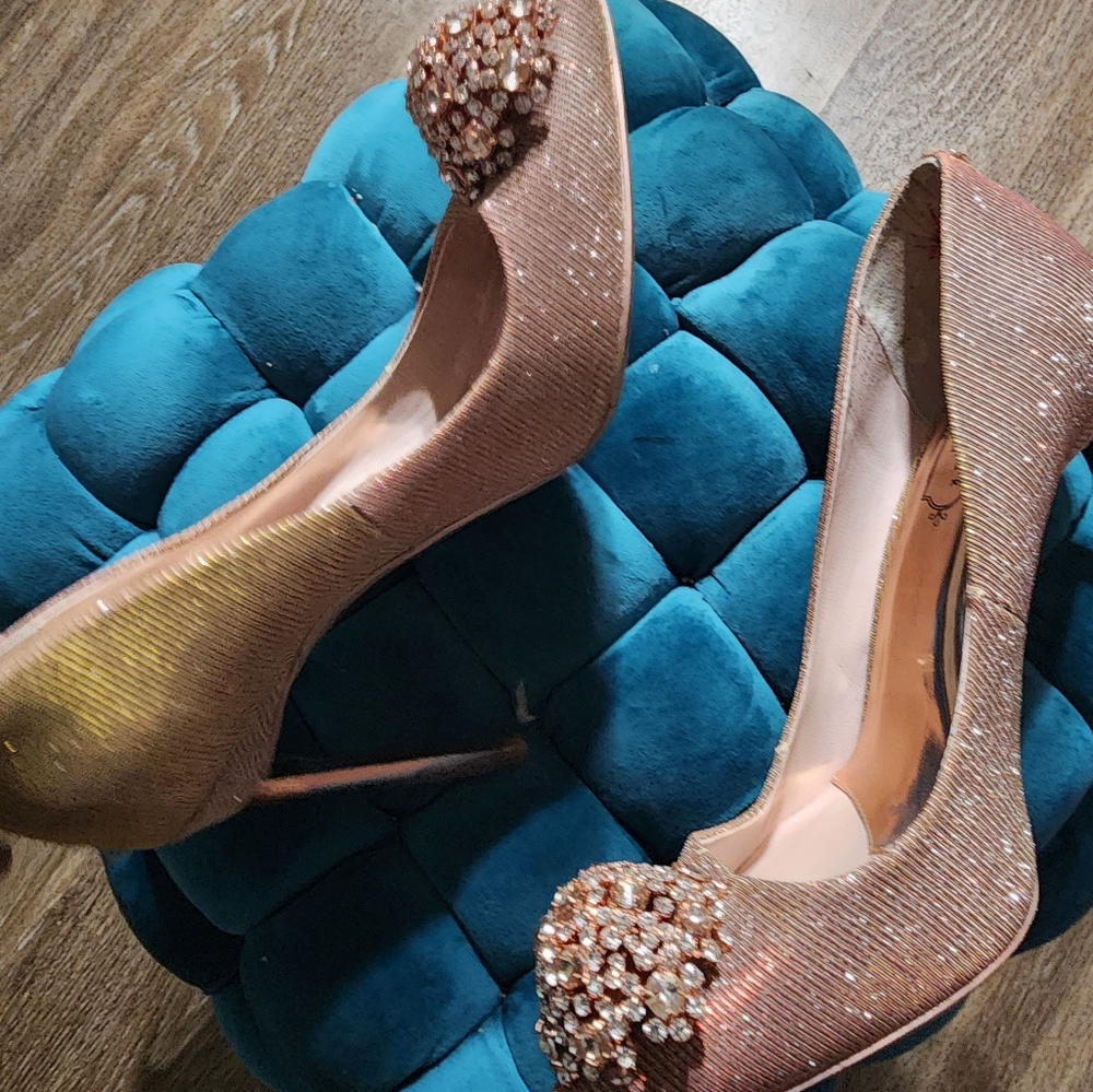 Ted Baker Women's Iinesm Glitter with Rhinestone Bauble Pointed -Toe Pumps